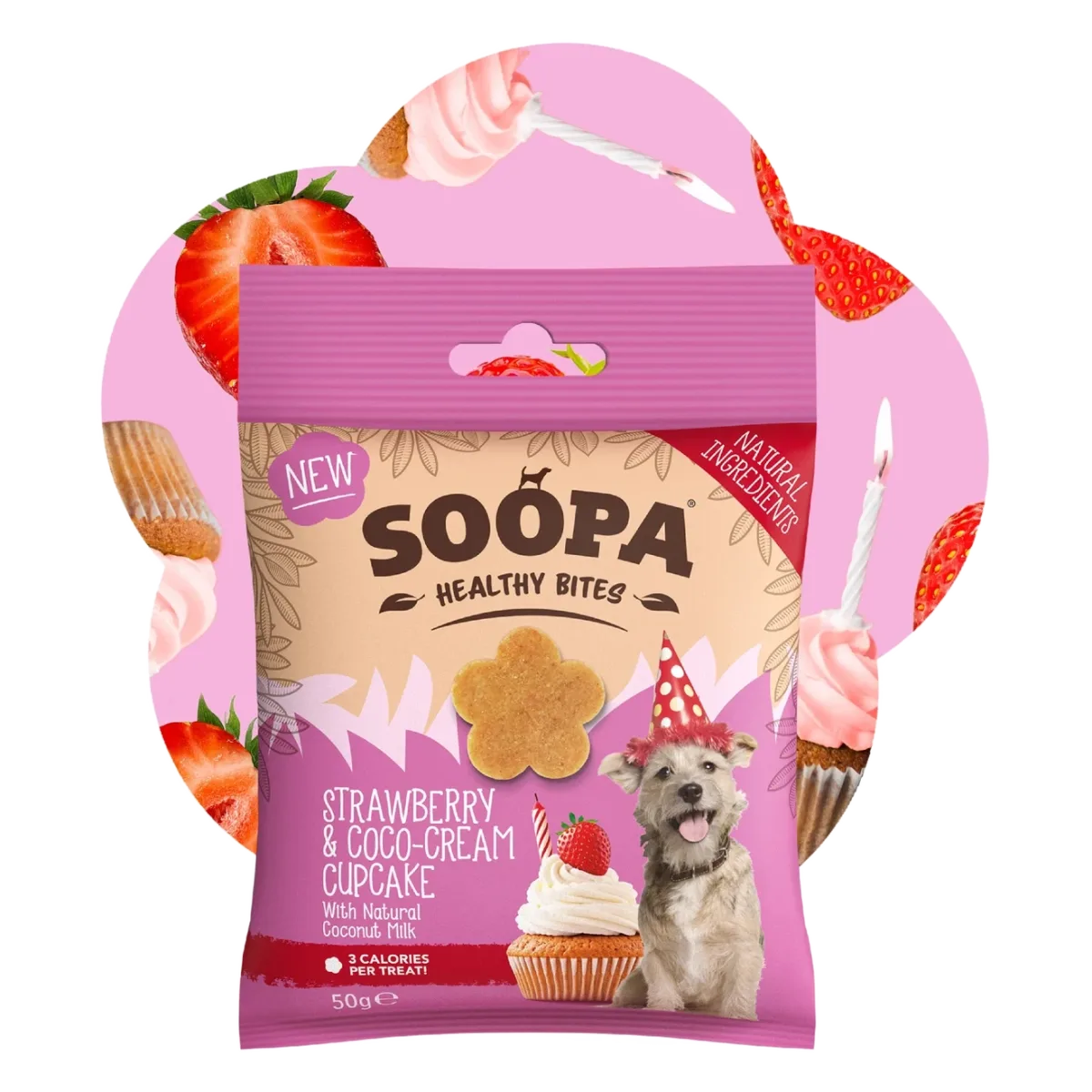 Friandises cupcake fraise coco pour chien