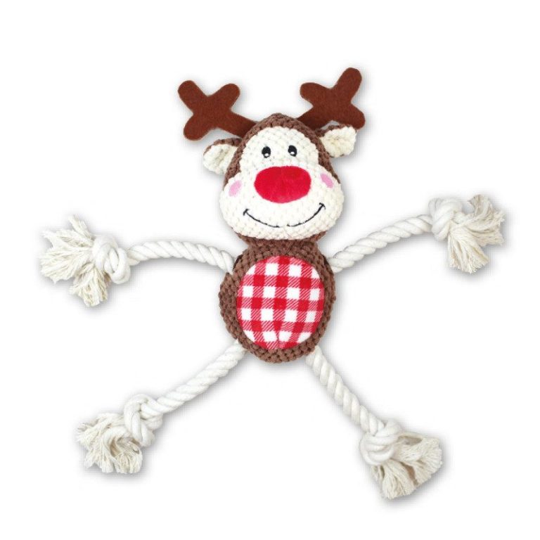 Peluche renne sonore pour chien à corde